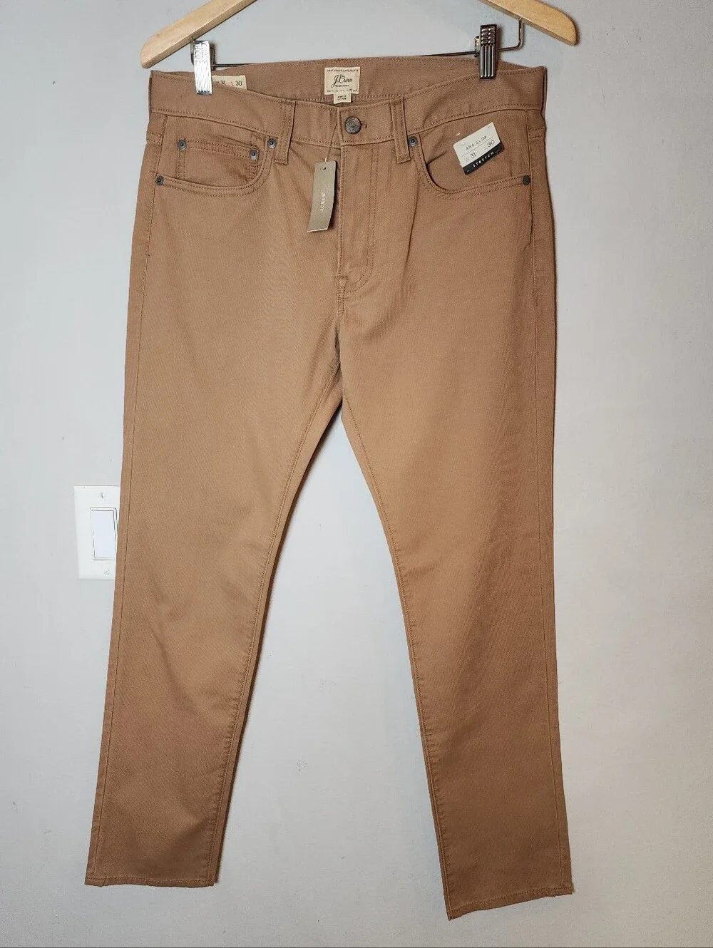 NWT J. Crew 484 Slim-fit Tan Khaki Pants Lightweight Stretch Twill Size 31 31×30